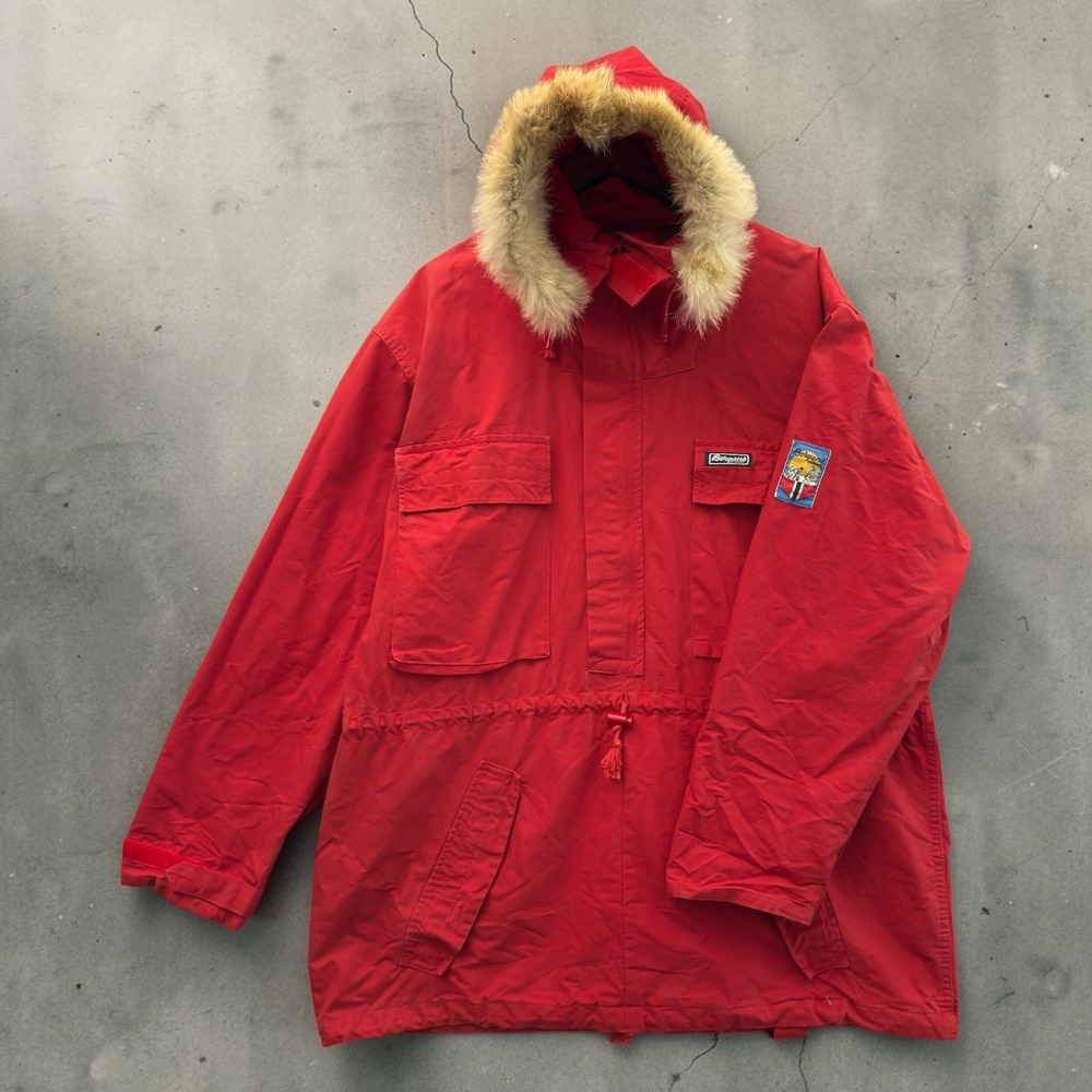 Vintage Bergans of Norway Nordmarka Anorak Jacket Mens XL Red Cotton Parka 1980s